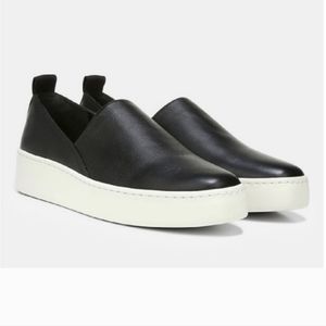 VINCE loafers Saxon 2 slip-on platform sneakers leather black size 5.5